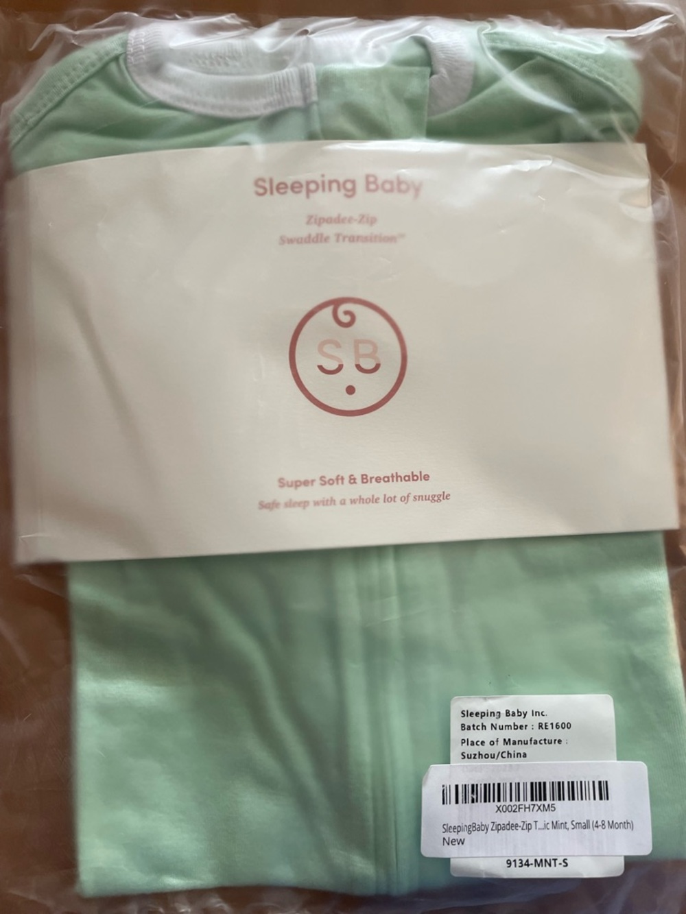 Sleeping Baby Mint Zip-Front Sleep Sack for Kids